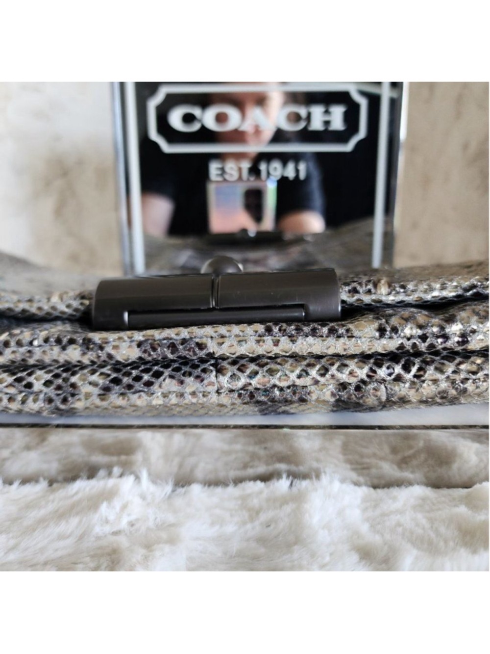 NWOT Coach Limited Edition Metallic Snakeskin Clutch - Picture 6 of 16